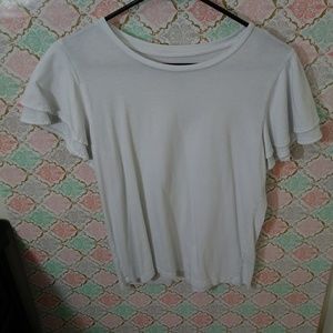 White flutter sleeve designer t shirt